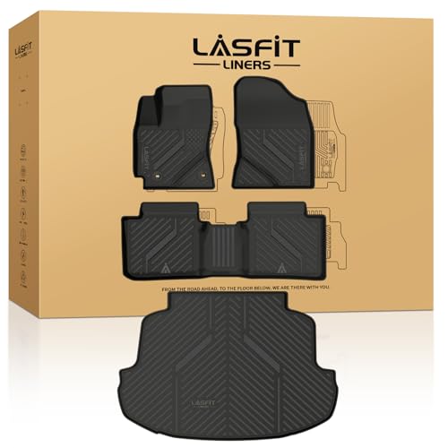 Image of LASFIT Floor Mats & Cargo Mats for Toyota Corolla Sedan 2014-2019, All Weather TPE Custom Fit Car Liners for Toyota Corolla Accessories 1st & 2nd Row and Trunk Mats, Easy to Clean, Black