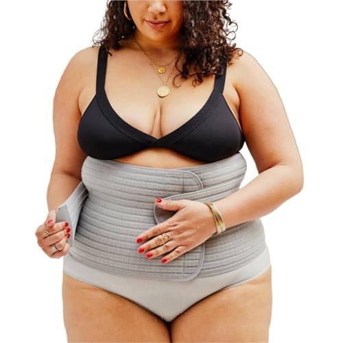 Image of UPGENT Postpartum Back Brace Lumbar Support Belts for Women Plus Size Widened Waist Trainer Shaper Belly Band Compression Abdominal Strap Corset(Light Gray,Medium)