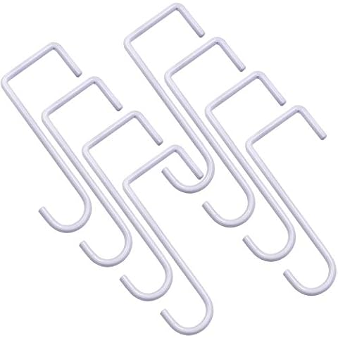 HiGift 8 Pack Vinyl Fence Hooks, 2 x 6 inch Patio Hangers White Powder Coated Steel Fence Hangers for Hanging Plants, Planters, Bird Feeders, Lights, Pool Tools Cover