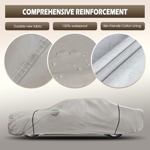 Image of Migaven 6 Layers Car Cover Custom Fit for Dodge Challenger 2008-2025, Waterproof Full Exterior Cover Rain Sun Protection with Door Zipper