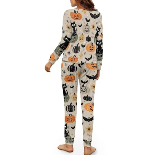 Image of Womens Lounge Set Long Sleeve Soft Pajama Sets | Casual 2 Piece Pj Outfit, Crewneck Sleepwear with Pockets, Adjustable Drawstring, Soft Comfy Fall Pajamas, Plus Size