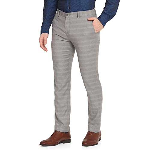 Image of blackberrys Printed Polyester Viscose Slim Fit Mens Work Wear Trousers