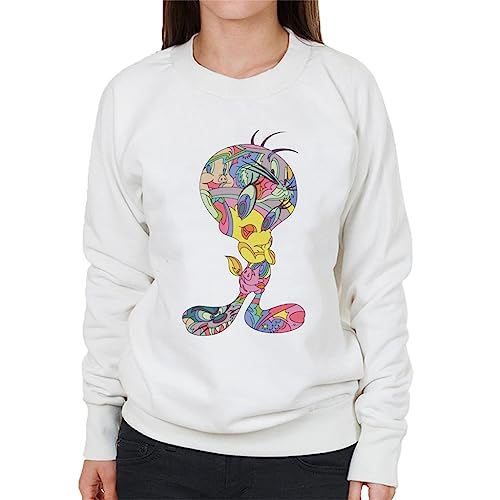 Image of All+Every Looney Tunes Tweety Abstract Art Women's Sweatshirt White
