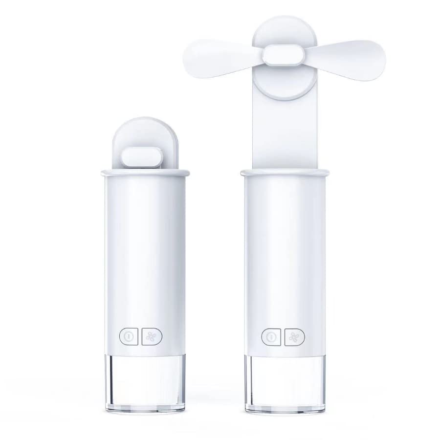 Portable Hanheld Fan Personal Fan with Rechargeable Battery, 2 Speeds Adjustable, No Hair Twisting, Perfect for Sports, Travel, and Outdoor (White)