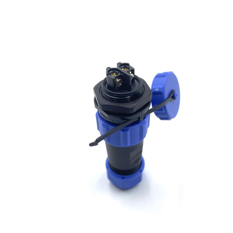 Anschlussstecker Luftfahrtstecker SP21 2 Polig, 2 Pin Lötfreier Aviation-Stecker IP68 Wasserdichter und Staubdichter Luftfahrtstecker für Außenlampen Verwendet 500V 30A (12AWG Kabel Schraub-Crimp)