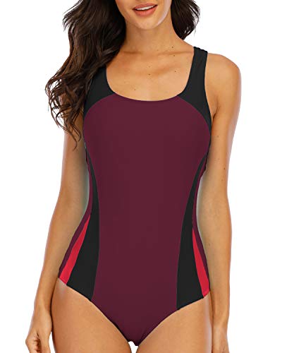 Halcurt Damen Sportlicher Einteiler Badeanzug Racer Back Schwimmanzug...