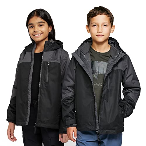 Image of Peter Storm Kids’ Lakes 3-in-1 Jacket with Removable Fleece Midlayer & Adjustable Hood, Waterproof, Breathable & Warm Raincoat for Boys & Girls (UK, Age, 13 Years, Regular, Black)