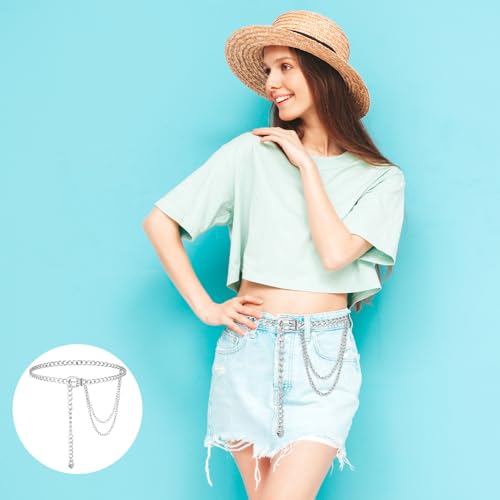 Silver Belt for Women Waist Chain Belts Adjustable Chains Belts Punk Waist Chain Metal Belt for Dresses Jeans Skirts Trousers3
