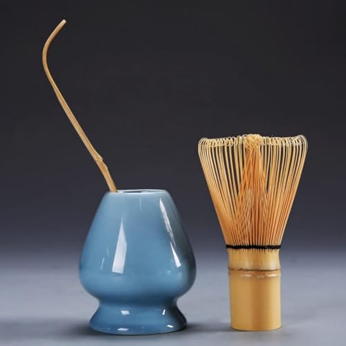 AKILER茶筅 くせ直し 茶杓 3点セット 茶道具 茶せん 曲直し 茶筅休め 抹茶点て (ブルー)