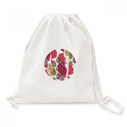 Sac à cordon en toile motif abstrait jaune rouge pour voyage