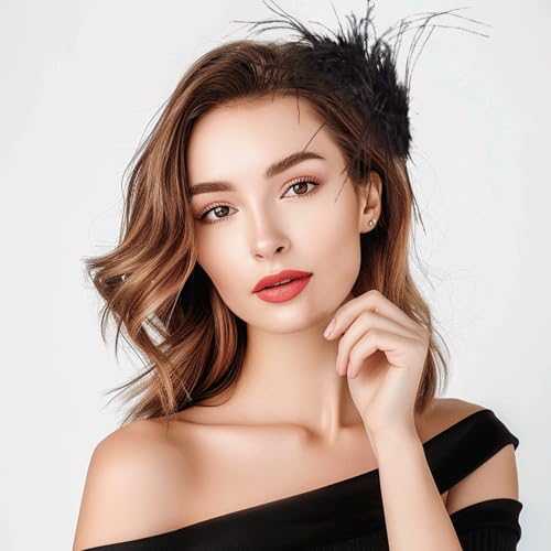 2 pinzas de cabello con plumas negras Vintage miniatura 6