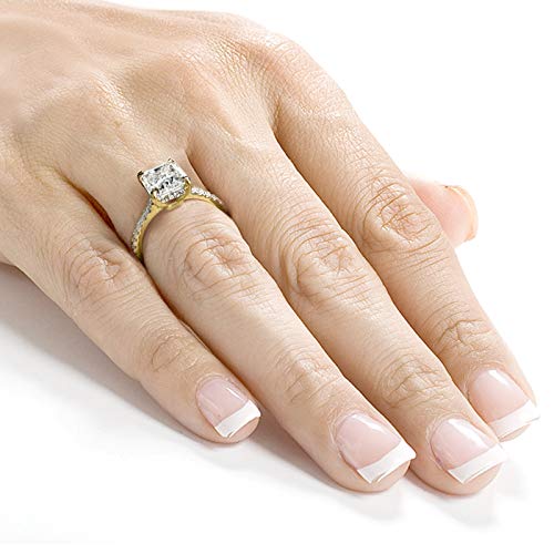 Kobelli Radiant-Cut Moissanite Engagement Ring 3 1/10 Ctw 14K Yellow Gold, 6.5 #TOP5