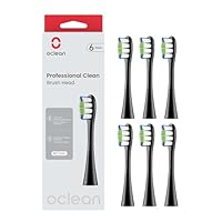 Oclean Toothbrush Professional Clean Brush Head Replacements, Compatible with All Oclean Electric Handles, FDA Approved (6 Pack) – Black