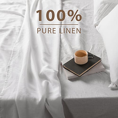 Xz Xifa Linen Sheets Queen, 100% French Flax Linen Sheets, Breathable And Cooling For Hot Sleepers, Linen Bed Sheets, 4Pcs(1 Flat Sheet, 1 Fitted Sheet, 2 Pillowcases)-White #TOP1