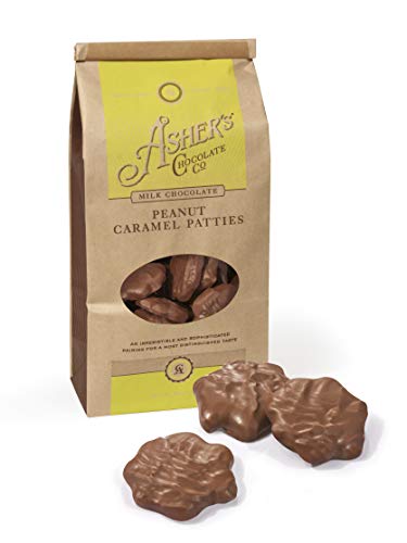 Asher s Chocolates, Gourmet Chocolate Covered Peanut Caramel Patties, Small Batches of Kosher Chocolate, Family Owned Since 1892, Coffee Bag (8 oz, Milk Chocolate)
