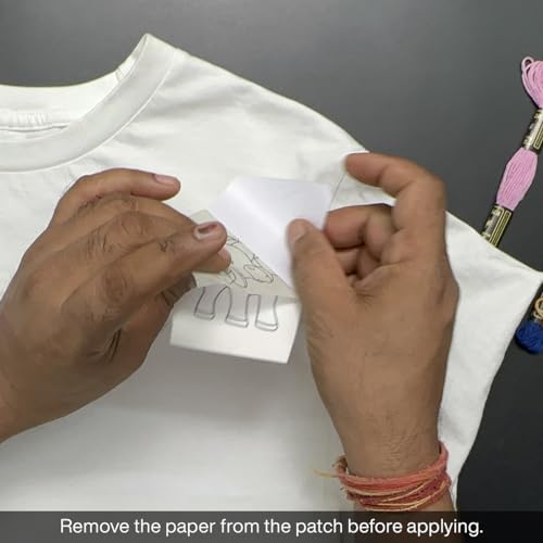 Image of Embroiderymaterial Stick and Stitch Embroidery Patches Patterns, Water Soluble Wash Away Embroidery Transfer Stabilizer Paper with Pre-Printed Unicorn Designs, Threads, Needle & Cutter for Sewing
