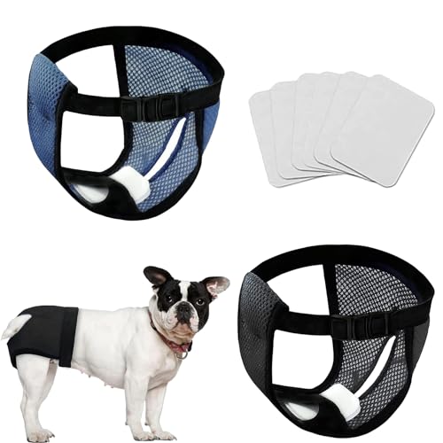 Voarge 2 Pack Unterhosen für Hunde,Wiederverwendbare Hundewindeln mit 6 Hygienepad,Warm, Menstruation, Waschbar, Windel, Schutz für Hunde,Schwarz und Blau (S)