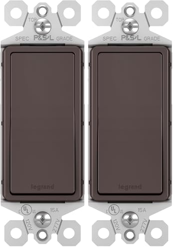 Image of Legrand - Pass & Seymour Radiant 15 Amp Light Switch, 3 Way Light Switch, Dark Bronze Paddle Rocker Switch, TM873DBCC10, 1 Count (Pack of 2)