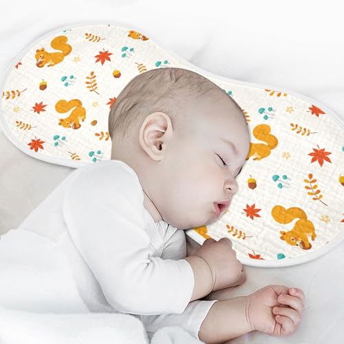 Image of Muslin Baby Burp Cloths, Autumn Cute Squirrel Muslin Baby Bibs Rags Comfy Soft Absorbent in for Newborn Boys and Girls 2 Piece 22 x 11 Inch