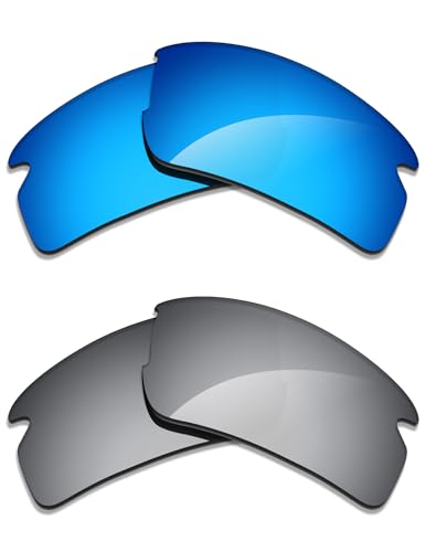 Image of Alphax 2 Pair Polarized Replacement Lenses for Oakley Flak 2.0 OO9295 59mm Sunglasses- Titanium+Blue