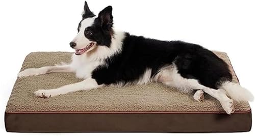 ベッドクッションペットソファベッド 洗えるふんわり防水滑り止め 老犬ケア通年使用冬/夏 秋田犬中型犬大型犬多頭飼育用 (S,カーキ)