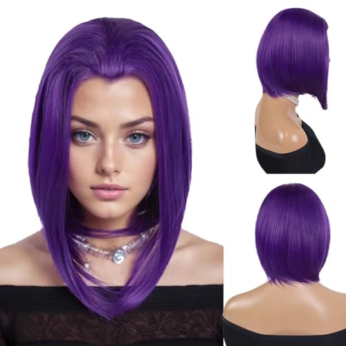 GNIMEGIL Purple Wig Cosplay Short Bob Wig Straight Hair Halloween Costume Wigs for Women