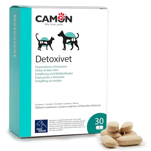 CAMON | Detoxivet, Alimento Complementare per Cani e Gatti, 30 Compresse da 1000mg, Azione Depurativa e Protettiva del Fegato