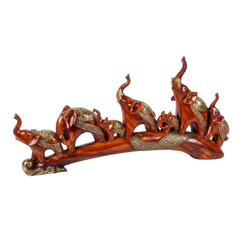 Image of eCraftIndia Resin Feng Shui Elephant Statue Showpiece for Home Decoration Office Living Room TV Cabinet | Elephant Figurine Good Luck Gift for Housewarming Birthday