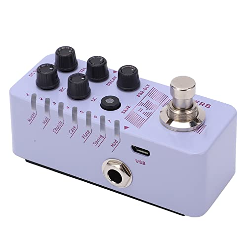 Pedale de reverb numerique guitare 7 effets avec buffer bypass compacte
