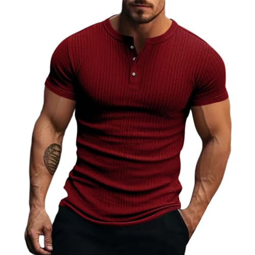 Camisa básica de punto tipo Henley para hombres miniatura 1