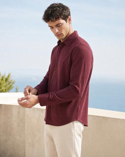 Image of Nobero Everyday Comfort Shirt for Men | Cotton Shirts for Men in 205 GSM Plated Interlock | Stand Collar | Regular Fit | Full Sleeve