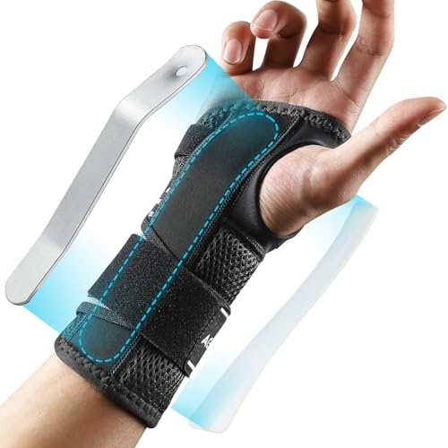 AGPTEK Tutore Polso Tunnel Carpale Nuovo – Fascia da Polso con Stecche di Supporto, Design a Strappo Facile da Indossare, Soluzione Conveniente per Dolore e Sostegno, Destro, S/M
