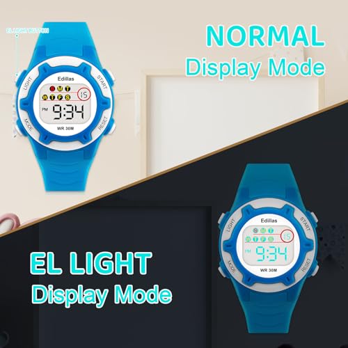 Edillas Kids Watch Digital for Girls Boys, Children Waterproof Watches Multi-Functional with LED Backlight Alarm/Stopwatch for Student Ages 4-134