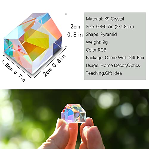 Image of 20mm Generic Optical RGB Dispersion Glass Prism X Cube Prism Creative Cabin Shape Square Color Prism Optical Glass Lens for Physics Teaching Art Decor Photography Props