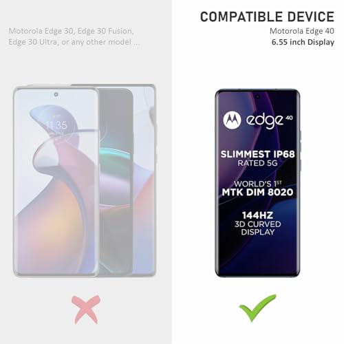 Image of SupCares Edge to Edge Curved Full Glue Tempered Glass for Motorola Edge 40 5G (6.55 Inch) with Easy Self-Installation Kit | Black