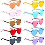 Bangbobi Set de Gafas de Sol de corazón de 10 Piezas de, Gafas de Fiesta y Gafas de corazón para decoración de Festivales, Gadgets Coloridos para Fiestas sin Montura como Gafas