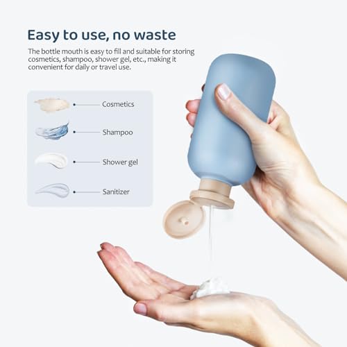 Image of Healeved 2pcs Travel Toiletries Bottles Leak Refillable Containers for Shampoo Lotion Stylish Each for Outdoor Adventures and Business Trips