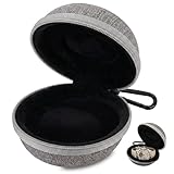 Elixvane Watch Travel Case for Men & Women, Single Watch Storage Box with Zipper and Hook, Cushioned Round Portable Watch Case for Wristwatches Smart Watches up to 50mm (Grey)