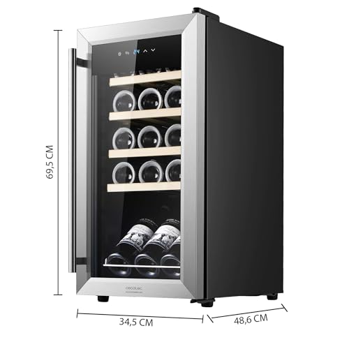 Cecotec Cantina Vino 15 bottiglie - Cantinetta Vino GrandSommelier 1550 Inox Compressor. 15 bottiglie, compressore silenzioso, temperatura 5-18°C, pannello touch, senza vibrazioni, 39 dB - immagine 3