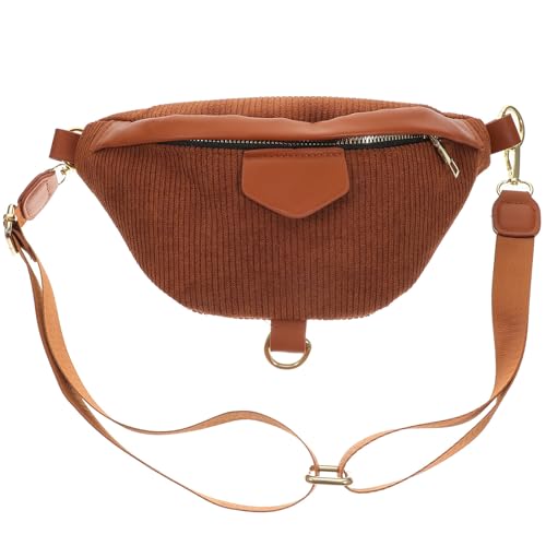 Riñonera de tela marrón y bolso de pecho casual con diseño ajustable duradero
