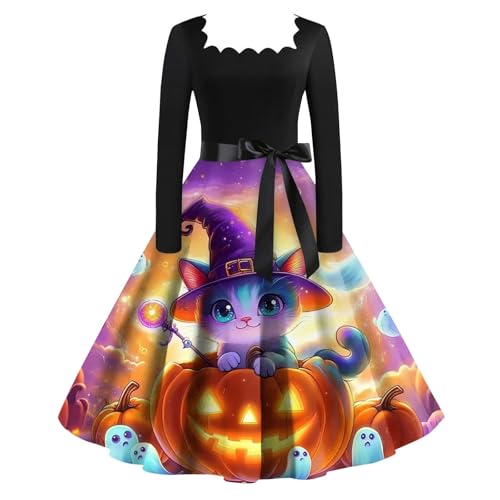 Robe cocktail Halloween à manches longues pour soirée déguisée