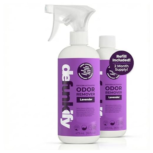 Defunkify Odor Remover Spray | Good as Linen Spray, Shoe Deodorizer, Pet Odor Eliminator | with Ionic Silver & Pure Essential Oil Scent | 32 fl oz (2-Pack of 16 fl oz bottles) (Lavender)