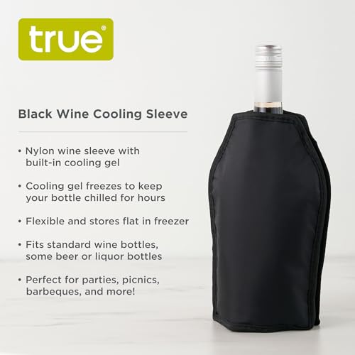 TRUE Black Cooler, Nylon Freezer Bag with Built-In Gel Pack, Wine Sleeve Bottle Carrier, Set of 1