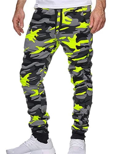 Men's Camo Jogger Pants Camouflage Hunting Slim Fit Trousers Drawstring Casual Sweatpants