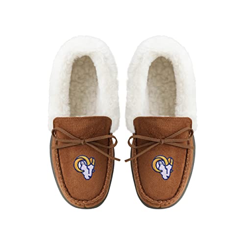 Image of FOCO Womens NFL Team Logo Tan Moccasin Slippers