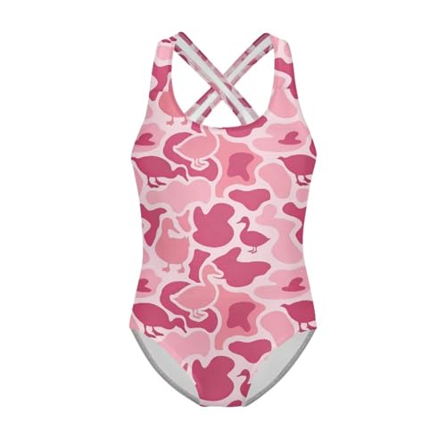 Image of Xpyiqun Swimsuit for Girls One Piece Bathing Suits Size 5-14 Sleeveless Swimwear Cross Shoulder Strap Swimming Wear