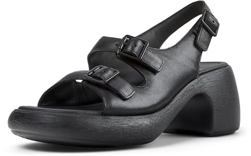 Camper Thelma K201874 Sandales pour femme en cuir à talon noir