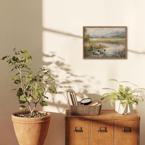 Framed Vintage Mallard Duck Wall Art Countryside Wildlife Pond Nature Canvas Prints Rustic Landscape Pictures Wall Decor for Living Room Bedroom Dining Room Offices 16x24 inch by SQCXINA - Used condition - Image 8