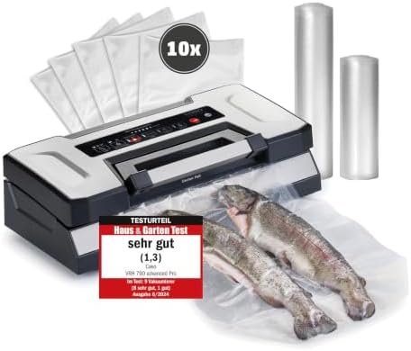 CASO VRH 790 advanced Pro – Profi‑Vakuumierer – 200 Nonstop‑Vorgänge – CASOTEK Liquid‑Funktion – doppelte Schweißnaht – inkl. Standboden‑Beutel