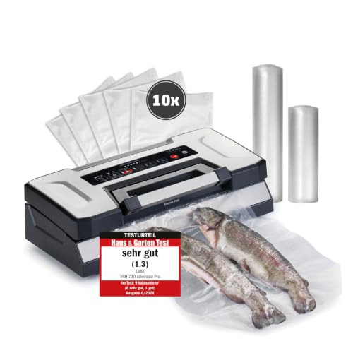 CASO VRH 790 advanced Pro – Profi‑Vakuumierer – 200 Nonstop‑Vorgänge – CASOTEK Liquid‑Funktion – doppelte Schweißnaht – inkl. Standboden‑Beutel